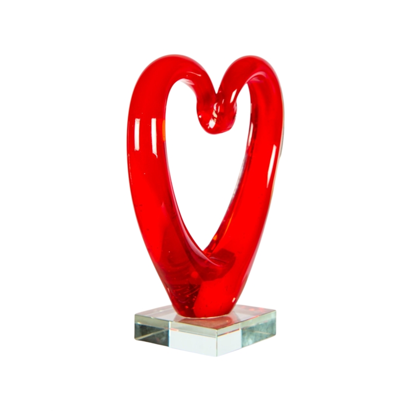 Dale Tiffany Handcrafted Art Glass Sculpture in Ruby Heart