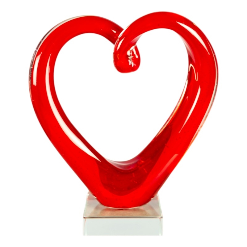 Dale Tiffany Handcrafted Art Glass Sculpture in Ruby Heart