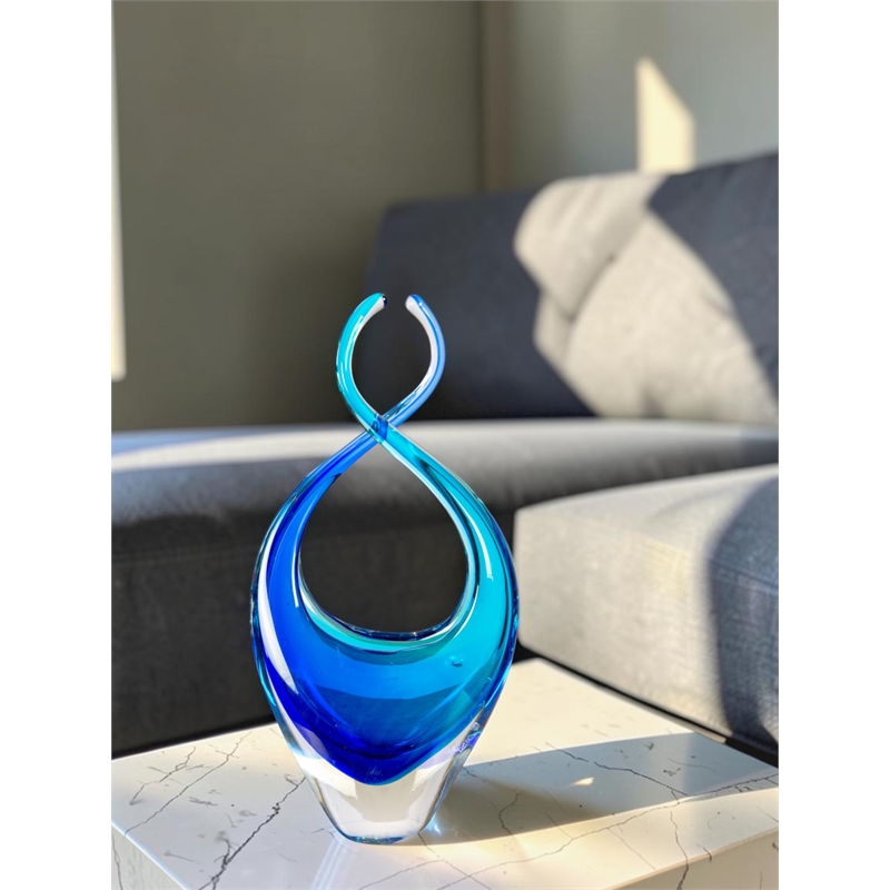 Dale Tiffany Handcrafted Art Glass Sculpture in Azure Embrace