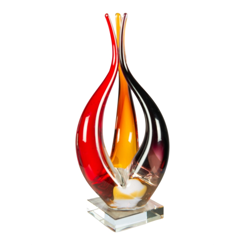 Dale Tiffany Handcrafted Art Glass Sculpture in Phoenix Flame