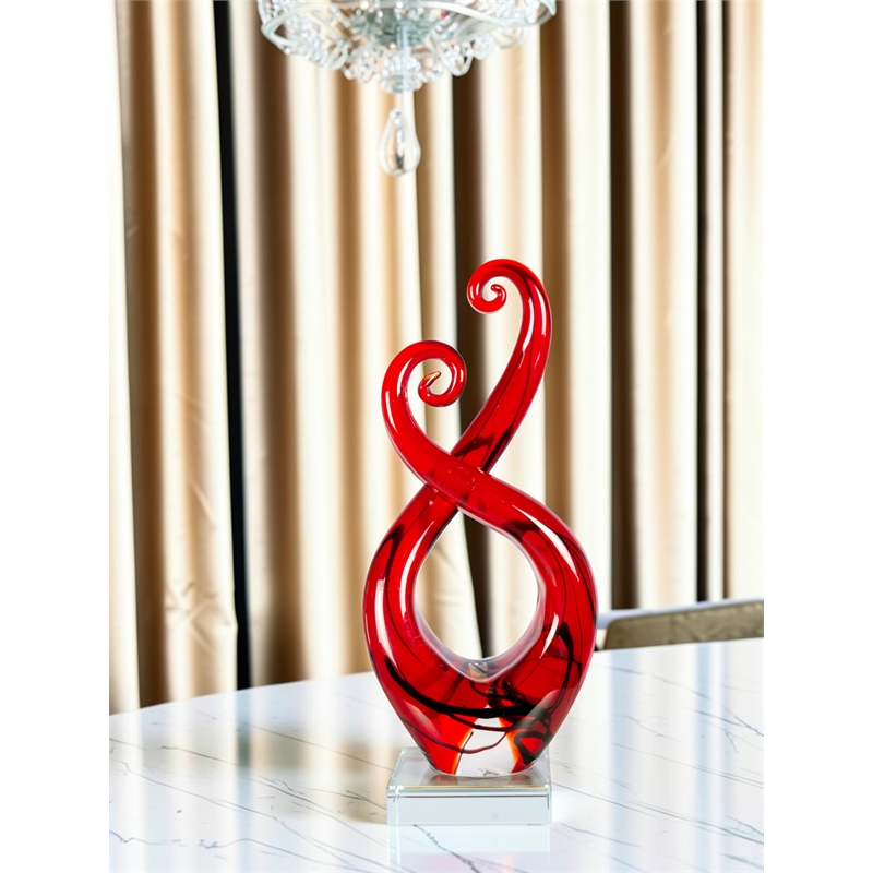 Dale Tiffany Handcrafted Art Glass Sculpture in Crimson Infinity