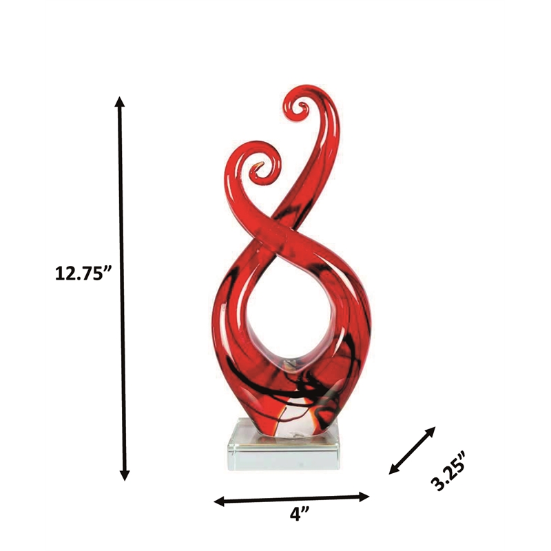 Dale Tiffany Handcrafted Art Glass Sculpture in Crimson Infinity
