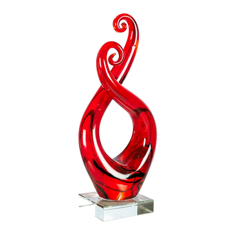 Dale Tiffany Handcrafted Art Glass Sculpture in Crimson Infinity