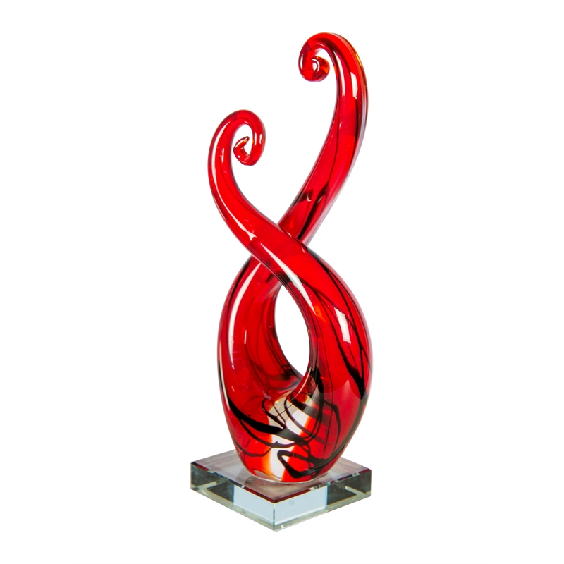 Dale Tiffany Handcrafted Art Glass Sculpture in Crimson Infinity