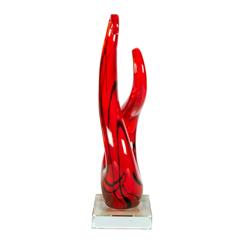 Dale Tiffany Handcrafted Art Glass Sculpture in Crimson Infinity