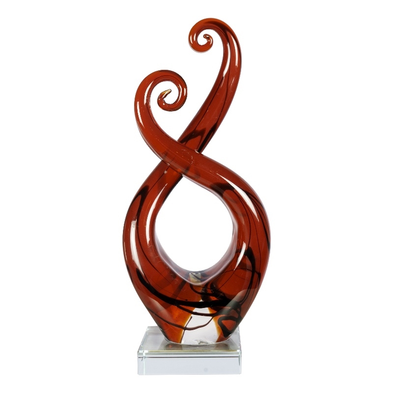 Dale Tiffany Handcrafted Art Glass Sculpture in Crimson Infinity