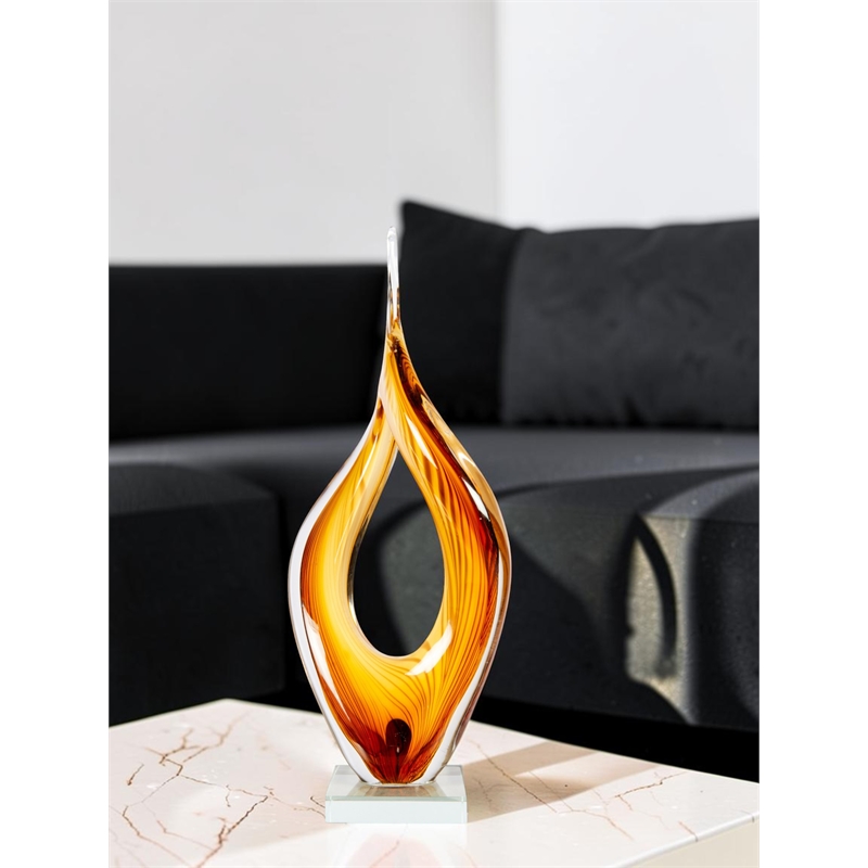 Dale Tiffany Handcrafted Art Glass Sculpture in Golden Flame