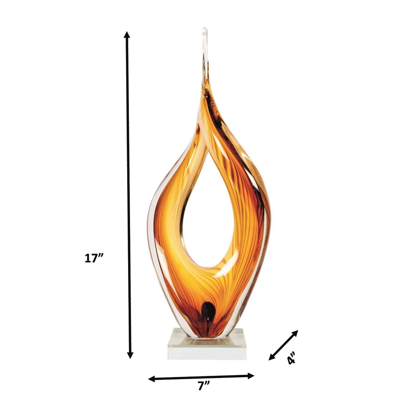 Dale Tiffany Handcrafted Art Glass Sculpture in Golden Flame