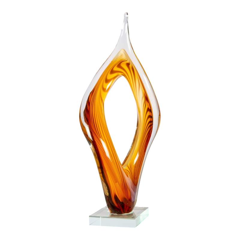 Dale Tiffany Handcrafted Art Glass Sculpture in Golden Flame
