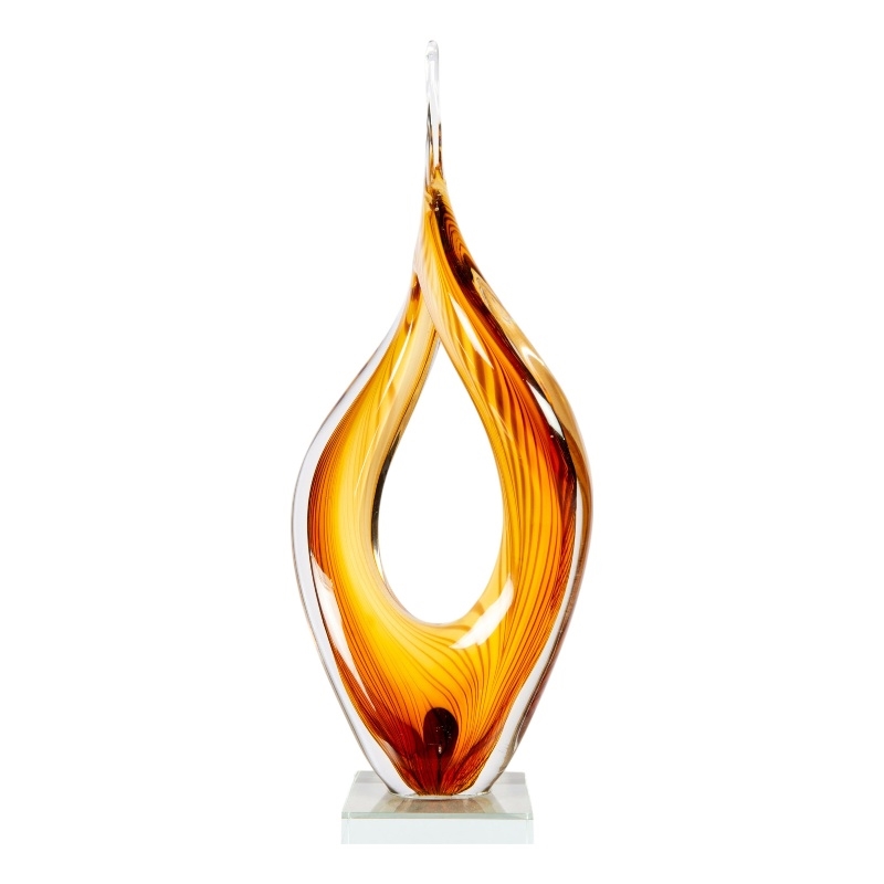 Dale Tiffany Handcrafted Art Glass Sculpture in Golden Flame