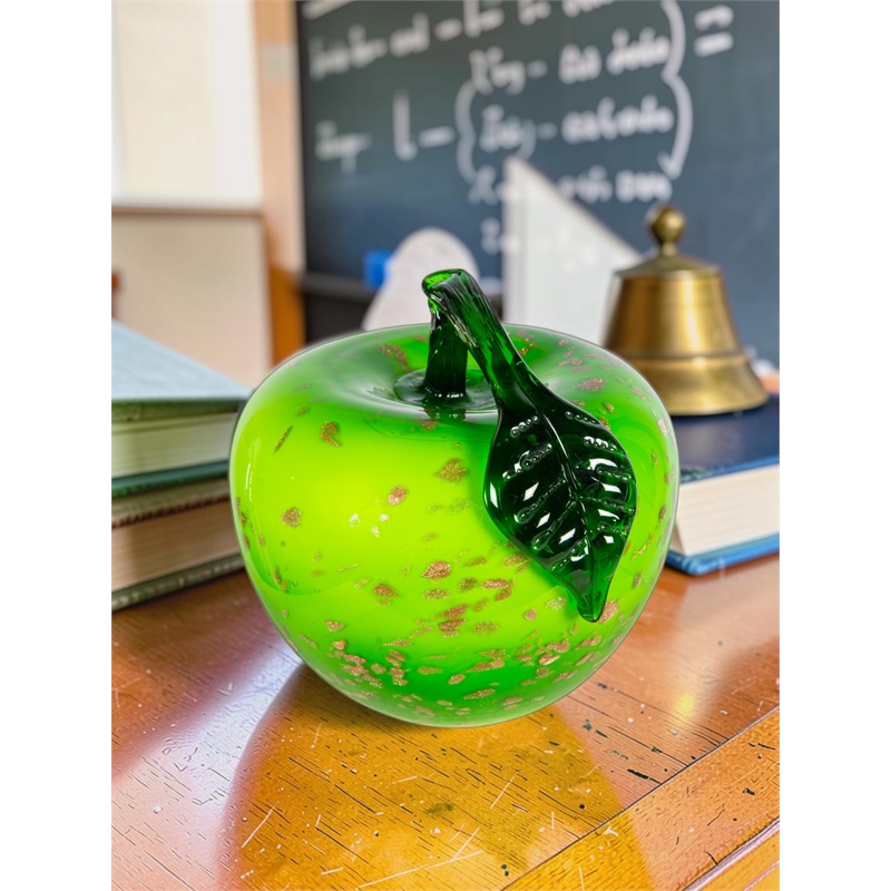 Dale Tiffany Handcrafted Art Glass Orchard Apple Sculpture in Emerald