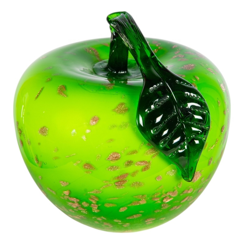 Dale Tiffany Handcrafted Art Glass Orchard Apple Sculpture in Emerald