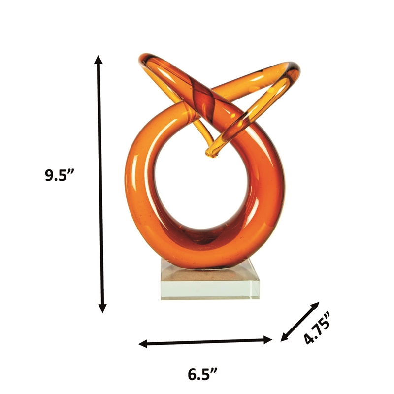 Dale Tiffany Handcrafted Art Glass Sculpture in Amber Orbit