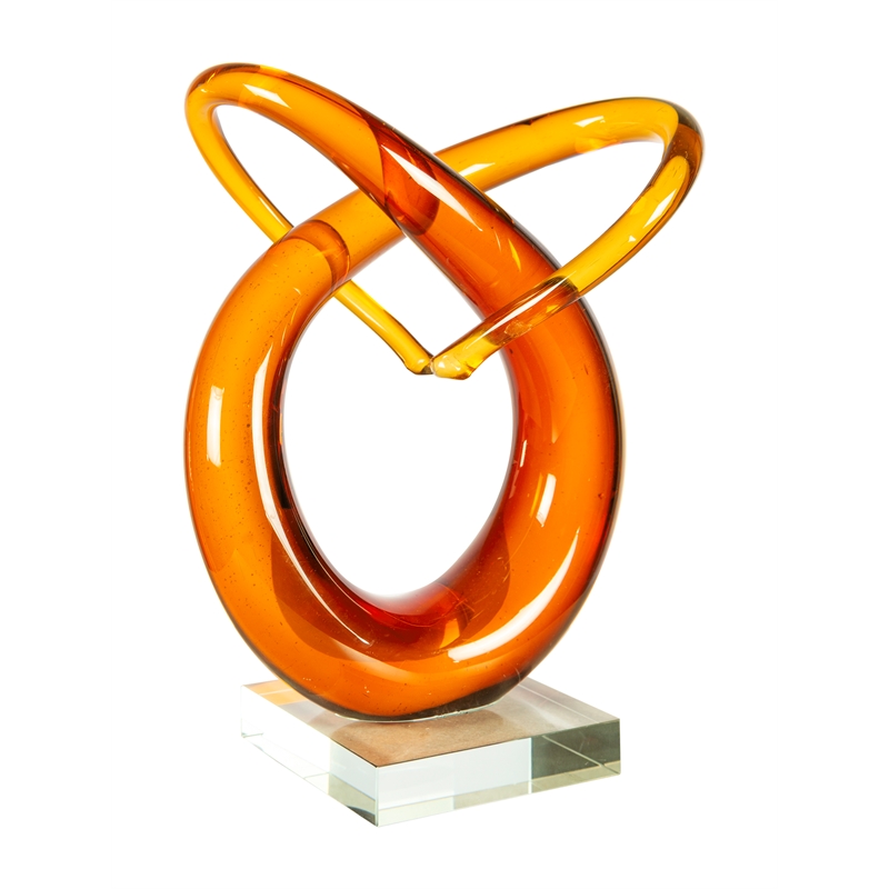 Dale Tiffany Handcrafted Art Glass Sculpture in Amber Orbit