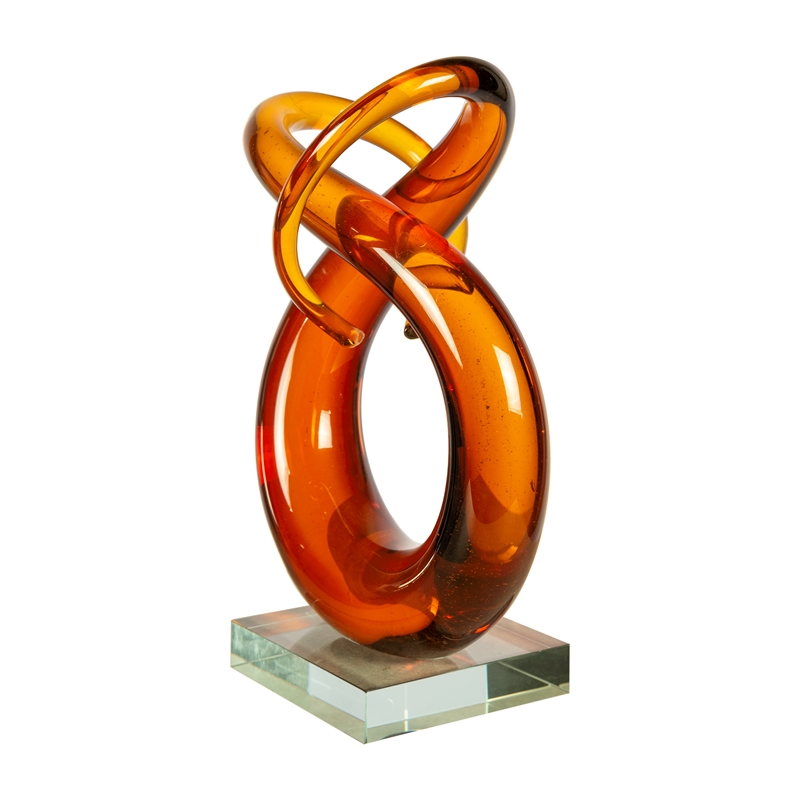 Dale Tiffany Handcrafted Art Glass Sculpture in Amber Orbit