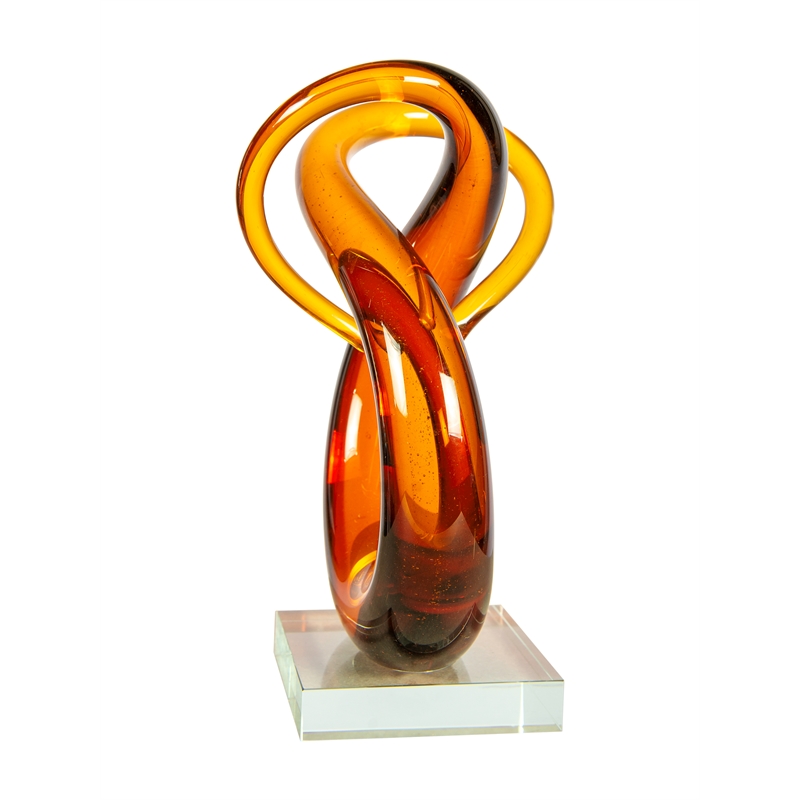 Dale Tiffany Handcrafted Art Glass Sculpture in Amber Orbit