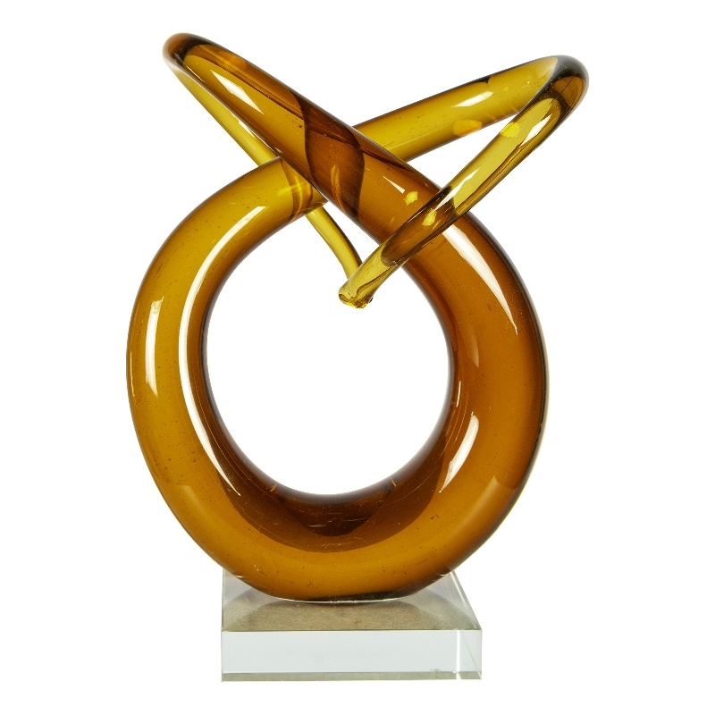 Dale Tiffany Handcrafted Art Glass Sculpture in Amber Orbit