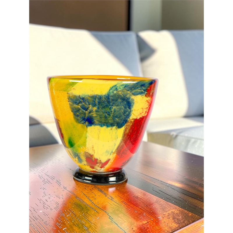 Dale Tiffany Hand Blown Art Glass Vase in Autumn Medley