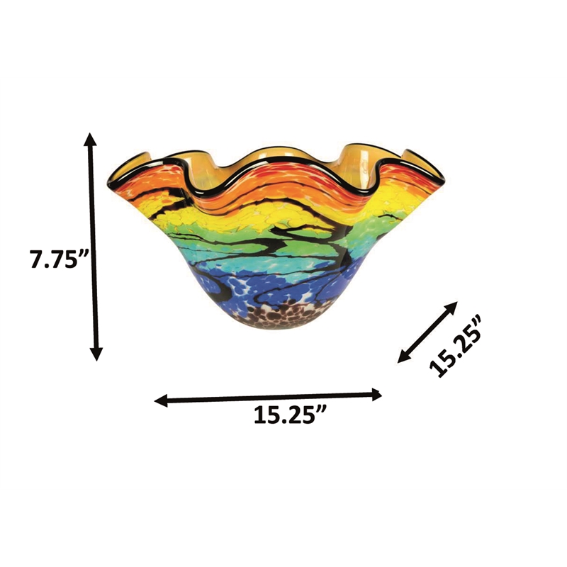 Dale Tiffany Hand Blown Art Glass Vase in Rainbow Reef