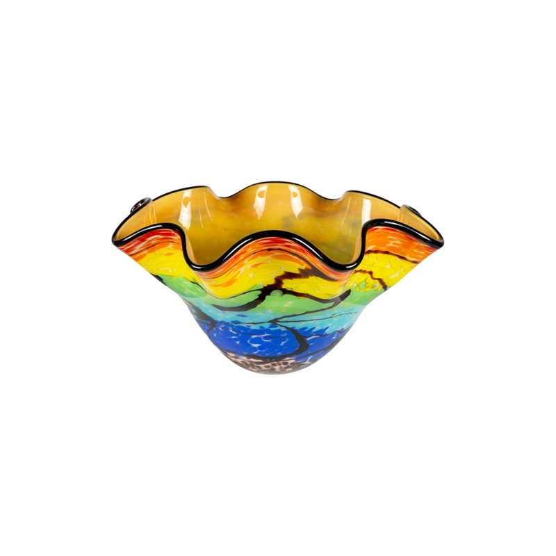 Dale Tiffany Hand Blown Art Glass Vase in Rainbow Reef
