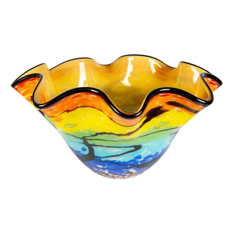 Dale Tiffany Hand Blown Art Glass Vase in Rainbow Reef