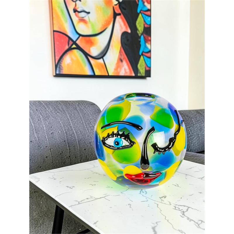 Dale Tiffany Hand Blown Art Glass Vase in Winking Muse
