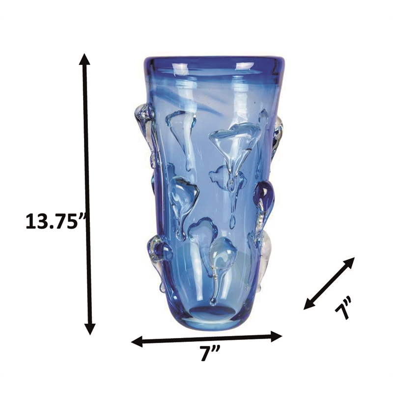 Dale Tiffany Hand Blown Art Glass Vase in Blue Mayera