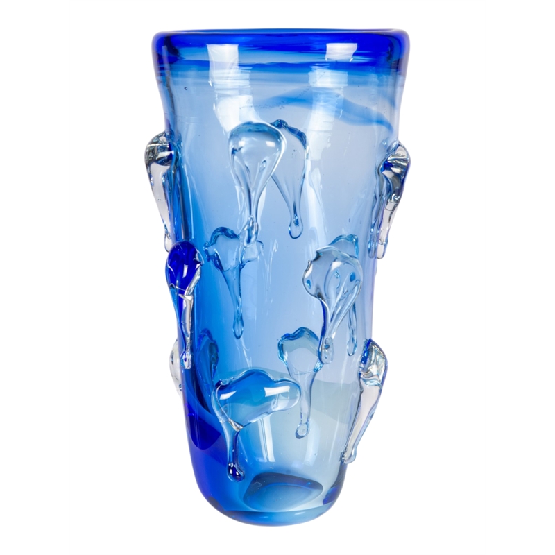 Dale Tiffany Hand Blown Art Glass Vase in Blue Mayera