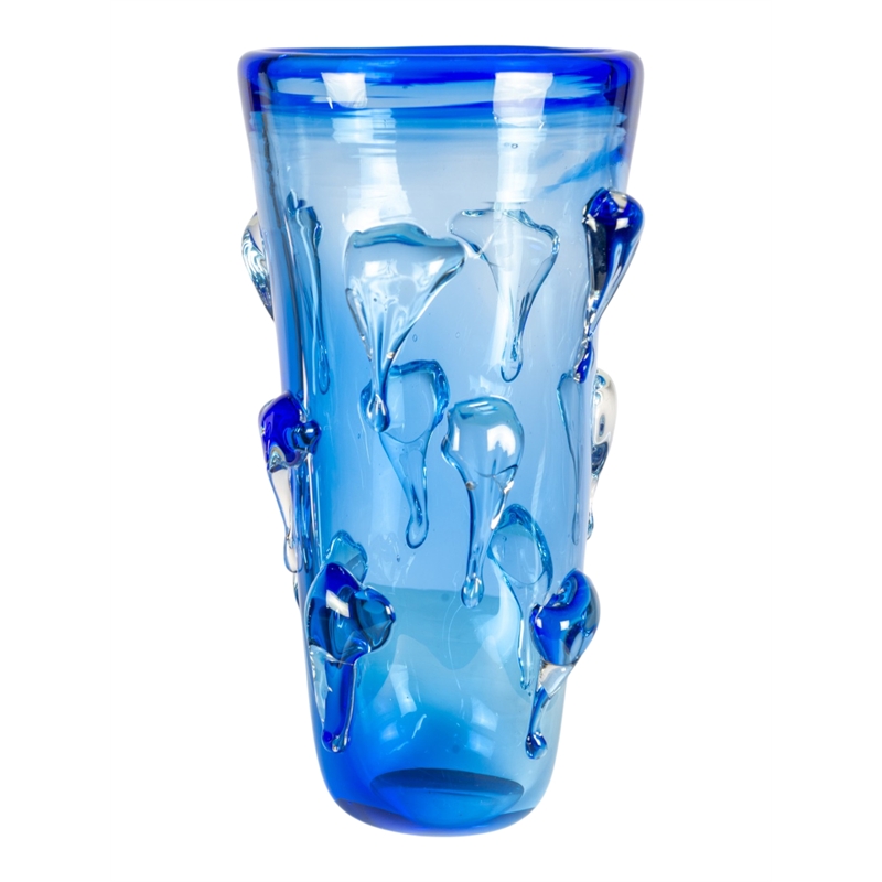 Dale Tiffany Hand Blown Art Glass Vase in Blue Mayera