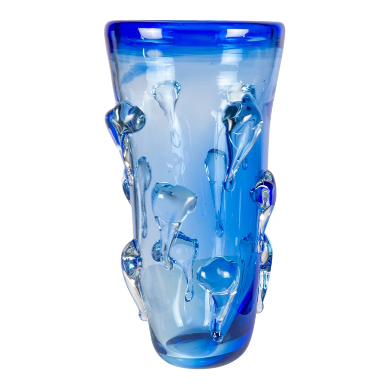 Dale Tiffany Hand Blown Art Glass Vase in Blue Mayera