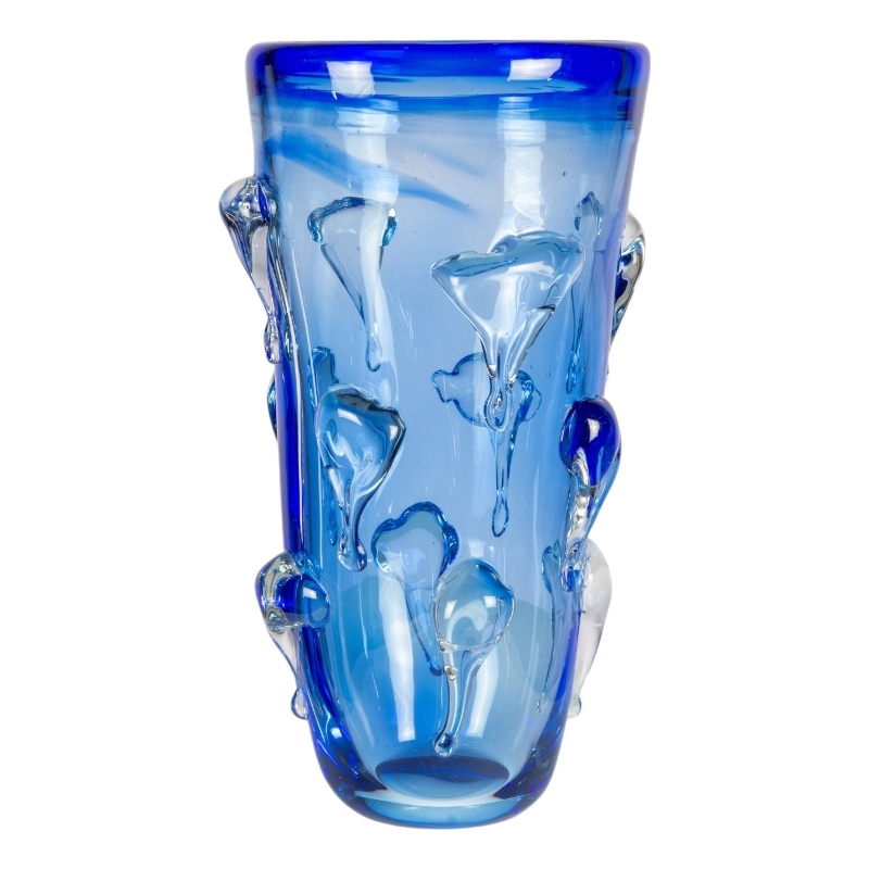 Dale Tiffany Hand Blown Art Glass Vase in Blue Mayera