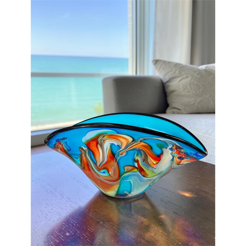 Dale Tiffany Hand Blown Art Glass Vase in Bellezza
