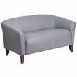 Flash Furniture Leather Reception Loveseat in Gray