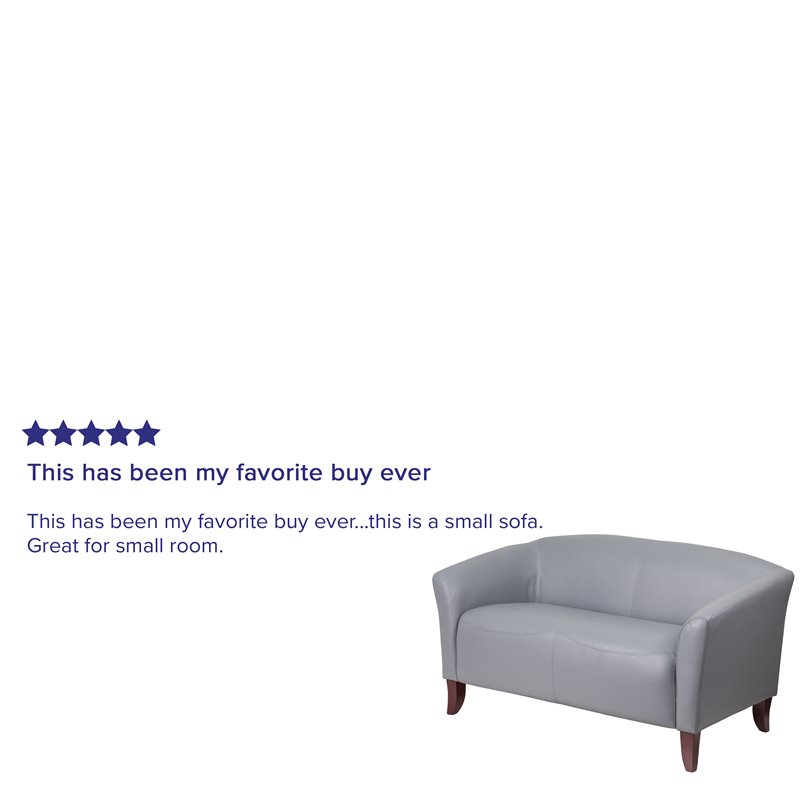 Flash Furniture Leather Reception Loveseat in Gray