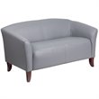 Flash Furniture Leather Reception Loveseat in Gray