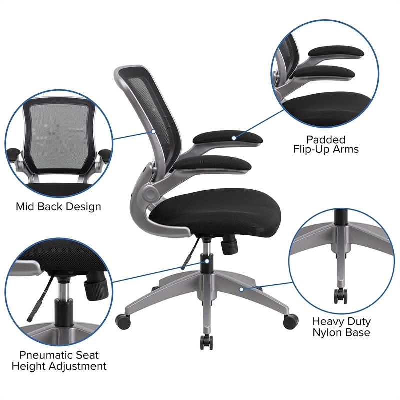Flash Furniture Mesh Swivel Office Chair in Black