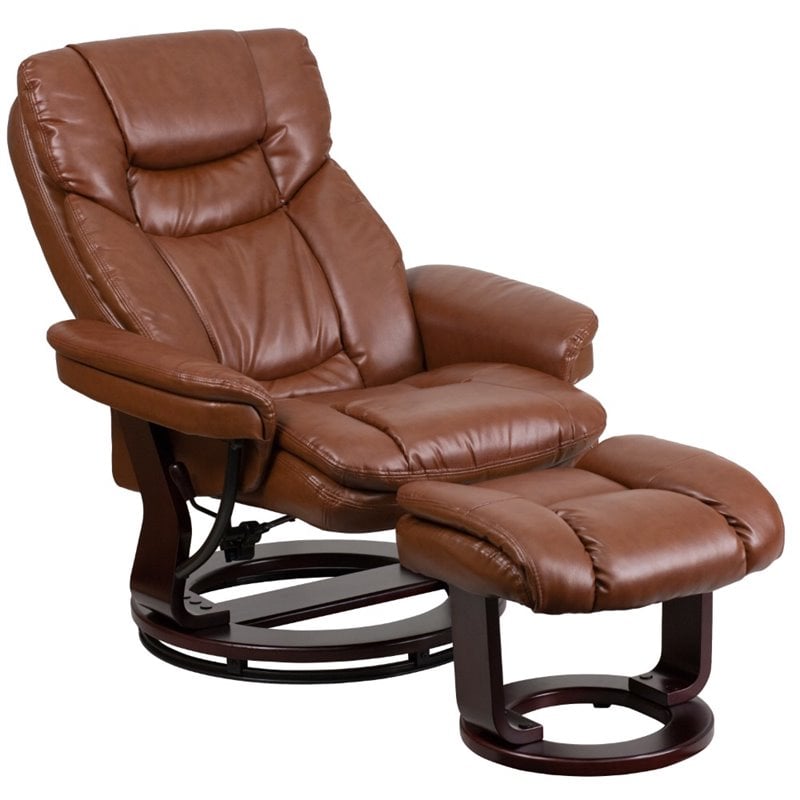 Flash Furniture Leather Recliner in Vintage Brown