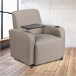 Flash Furniture Leather Guest Chair with Cup Holder in Gray