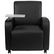 Flash Furniture Leather Guest Chair with Cup Holder in Black