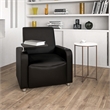 Flash Furniture Leather Guest Chair with Cup Holder in Black