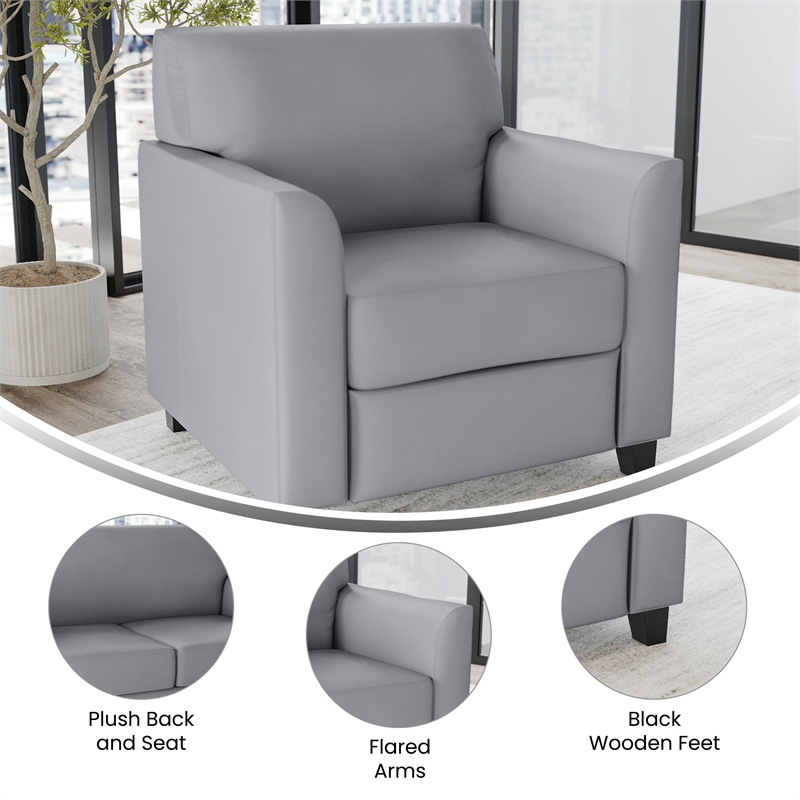 Flash Furniture Leather Reception Chair in Gray
