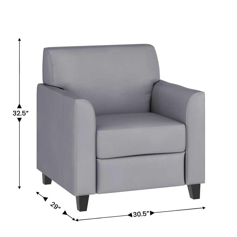 Flash Furniture Leather Reception Chair in Gray