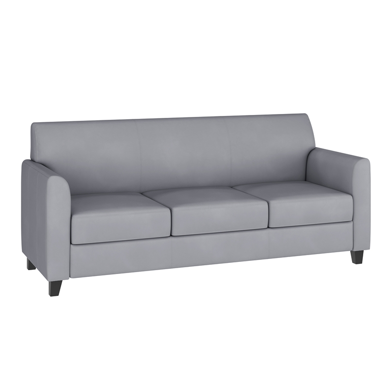 Flash Furniture Leather Reception Sofa in Gray