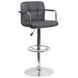Flash Furniture Faux Leather Quilted Adjustable Bar Stool in Gray