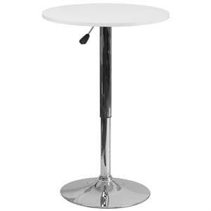Flash Furniture 23.75&quot Round Adjustable Bar Table in White