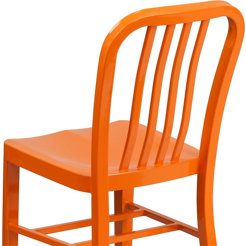 Flash Furniture Metal Vertical Slat Back Dining Side Chair in Orange
