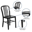 Flash Furniture Metal Vertical Slat Back Dining Side Chair in Black