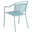 Flash Furniture Stackable Steel Round Back Patio Dining Side Chair in Sky Blue