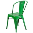 Flash Furniture Metal Curved Slat Back Dining Side Chair in Distressed Green
