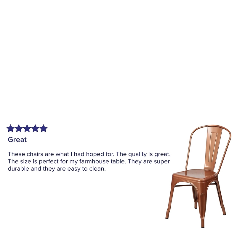 Flash Furniture Metal Curved Slat Back Dining Side Chair in Copper